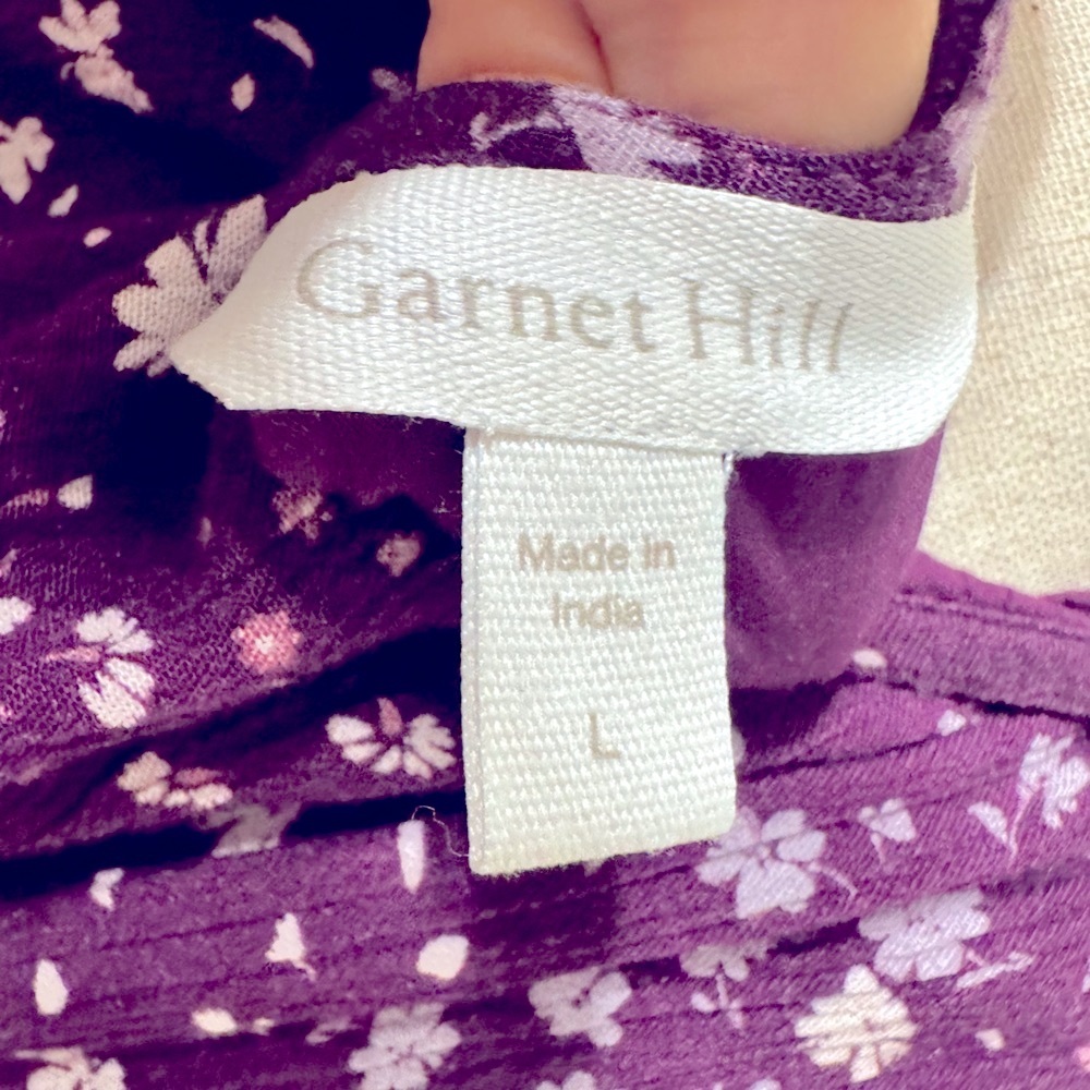 Garnet Hill EUC❤️Purple Floral Crepe Dress Gathered Drop Waist w/ pockets. - Picture 7 of 8